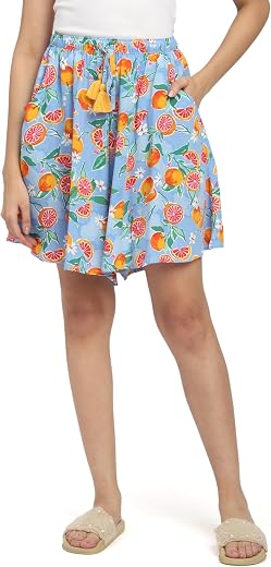 B STORIES Women's Flared Shorts – Culottes with Pockets|Soft Viscose Lounge &amp; Beach Wear|Mid-Rise Elastic Waistband|Casual...