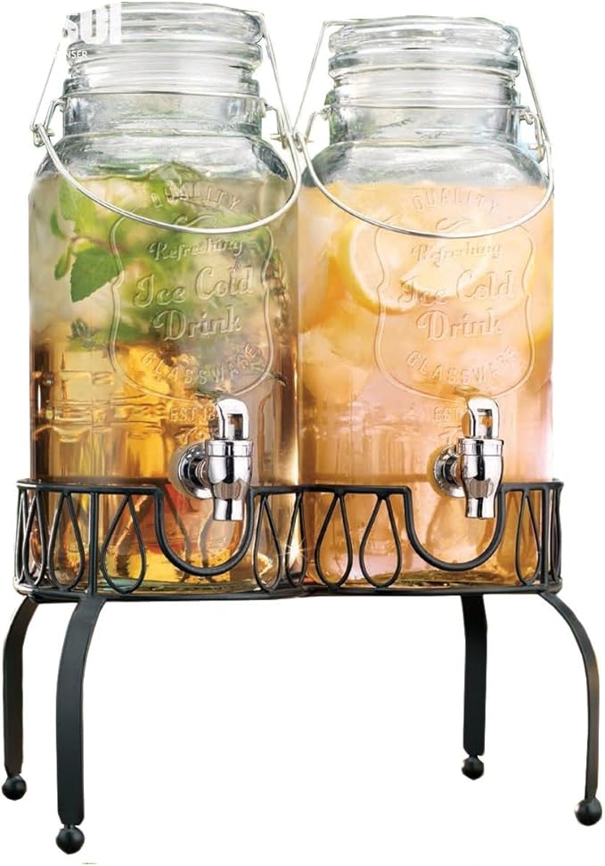 Elegant Set of 2 Clear Glass Bail & Trigger Beverage