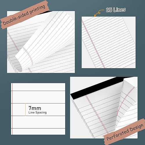 Miniatura 3 de Paquete de 12 blocs de notas legales de 5 x 8 pulgadas, bloc de notas de papel reciclado de 2.82 ozm, blocs legales pequeños, 25 líneas, blocs de
