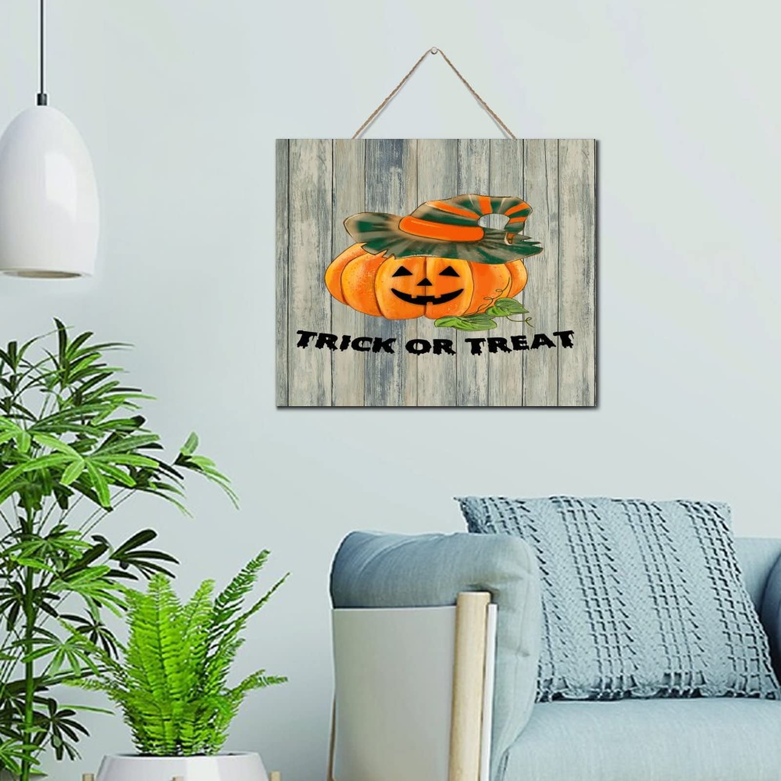 Panneau Trick or Treat Halloween en bois pour émerveiller les enfants et décorer le salon