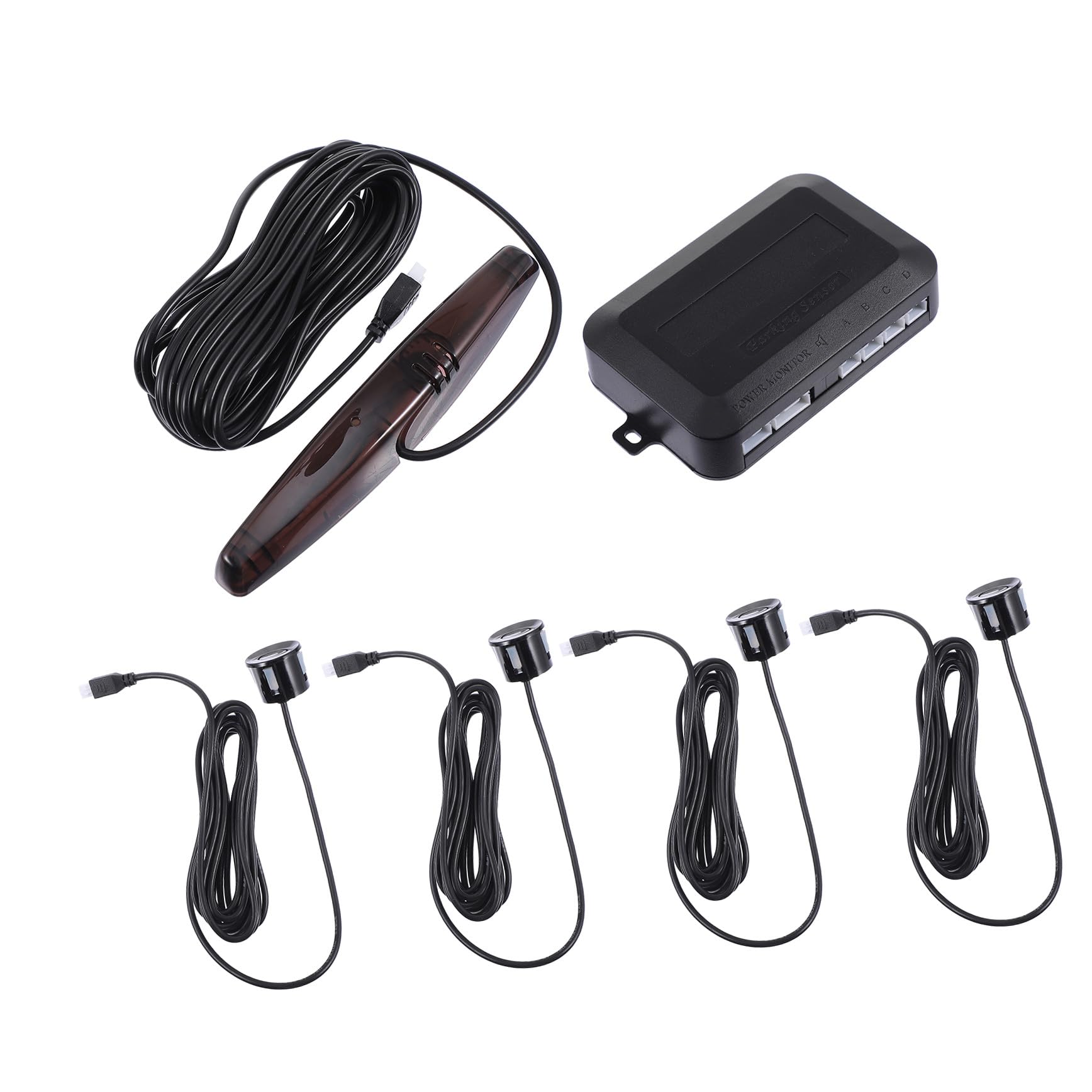 Sensore di Retromarcia Auto Abs Nero con Avviso Beep | 12v Dc, Rilevamento 30-250cm, Identificazione Ostacoli Sinistra e Destra, Temperatura 40 a +80℃