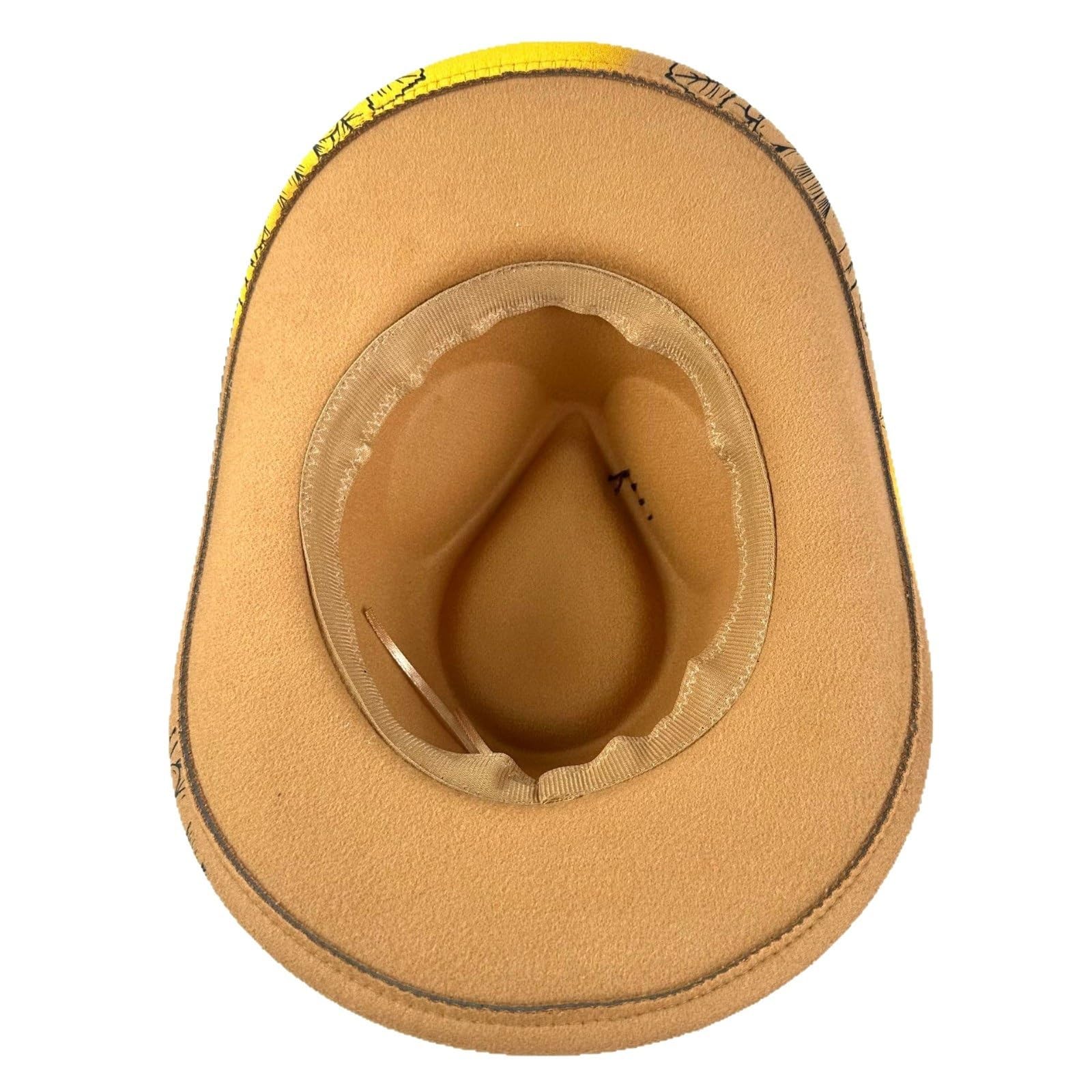 Cappello da Cowboy da Donna con Vernice Spray Sfumata, Tesa Larga con Piuma e Nastro, Feltro Morbido per Matrimoni e Feste