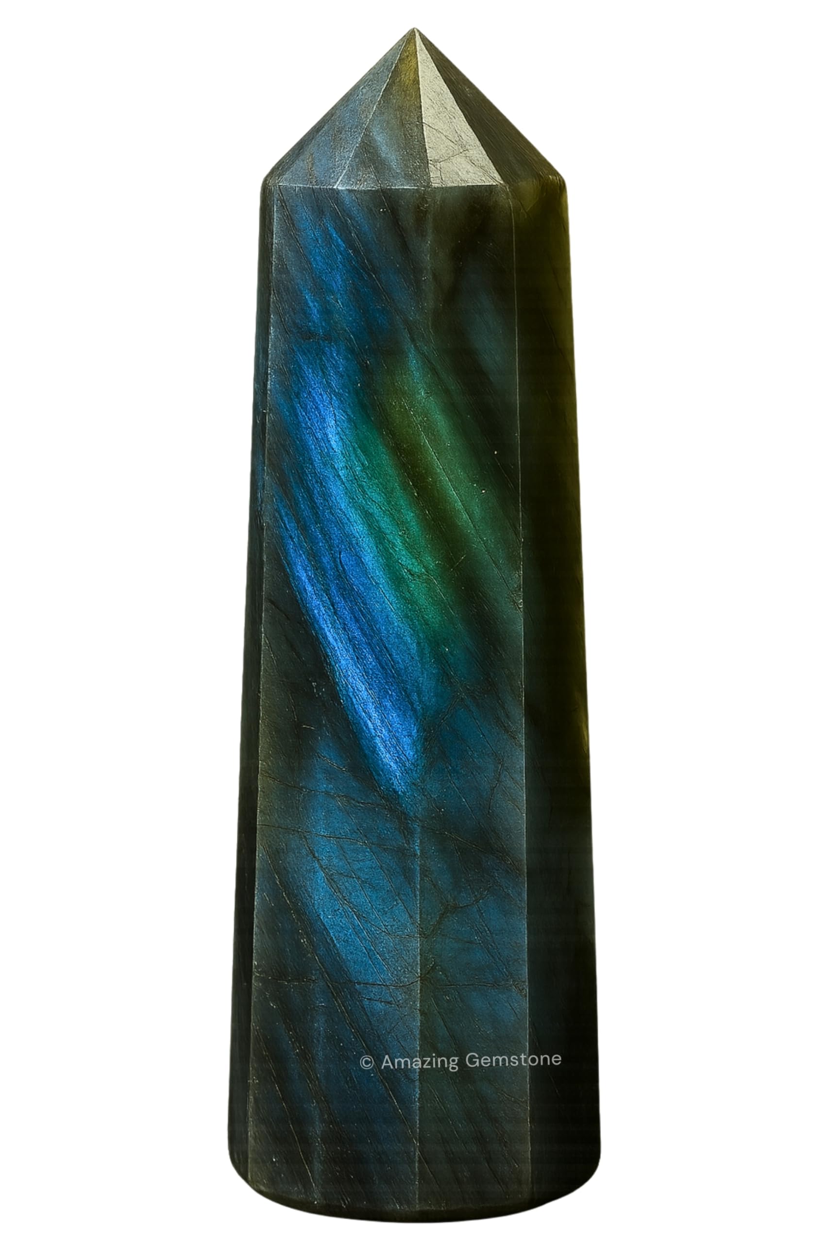 Labradorit-Kristallturm – Heilkristall zum Energieausgleich – 3 bis 4 Zoll großer Kristall für spirituelle Heilung, Heimdekoration und Wellness