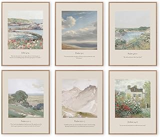 Christian Gallery Wall Art, Canvas Wall Decor Religious Quotes, Set Of 6 Unframed Bible Verses Wall Art, Vintage Canvas Claude Monet Print Picture, Famous Paintings Gallery Museum. (8x10) Unframed