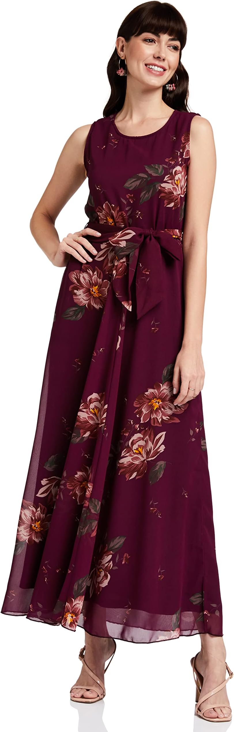 Styleville.In Women's Skater Maxi Dress (Sdrf501277_Magenta_S)