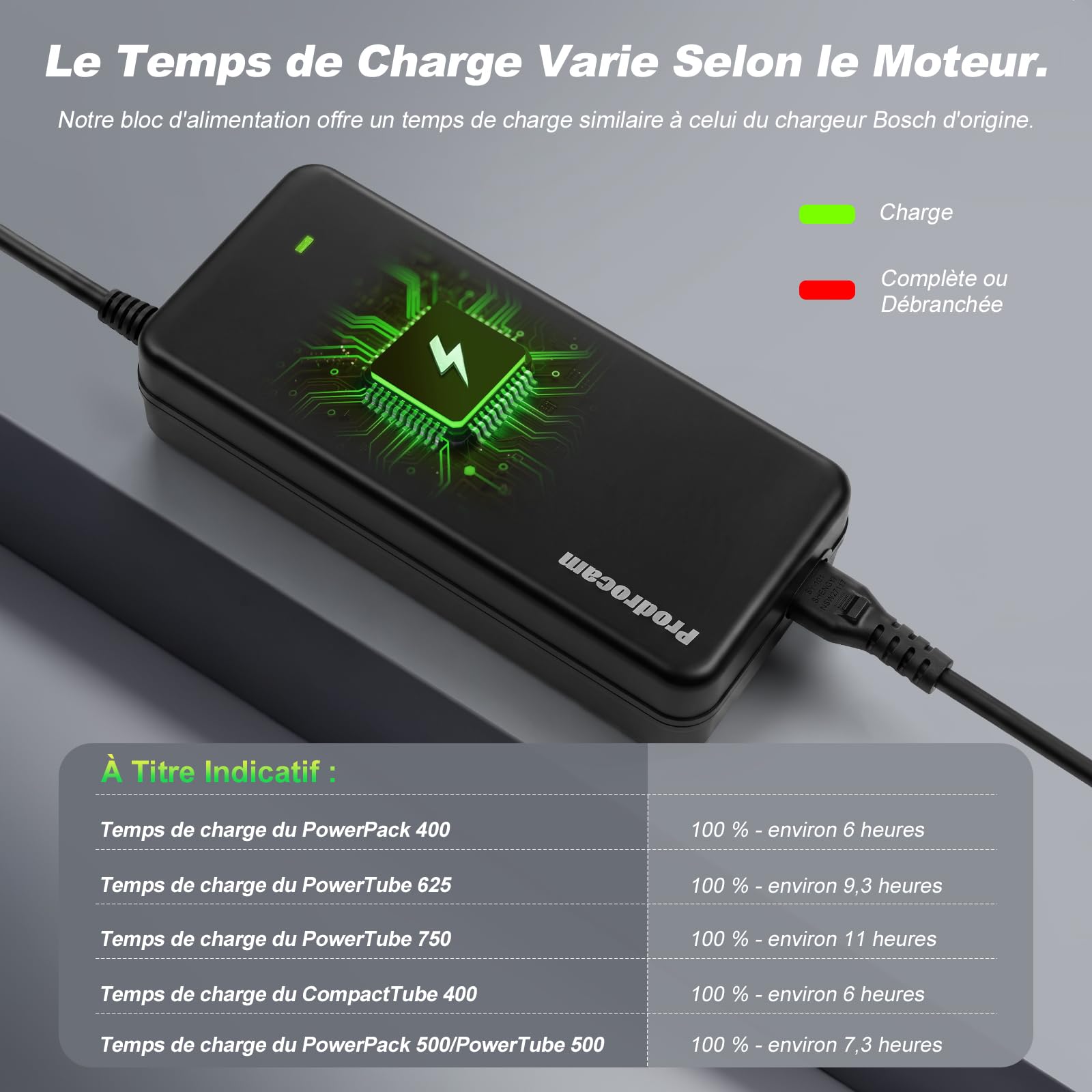 42V 2A Chargeur pour Bosch Performance et Active Line Vélos Electriques pour Batteries 36V