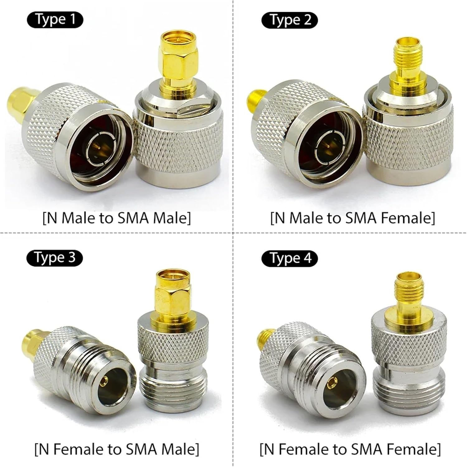 L16 N Type Male Female to SMA Plugs Connector Coaxial Radio Adapter Straight Converter Kit Lot Bras(Type 2,5PCS)