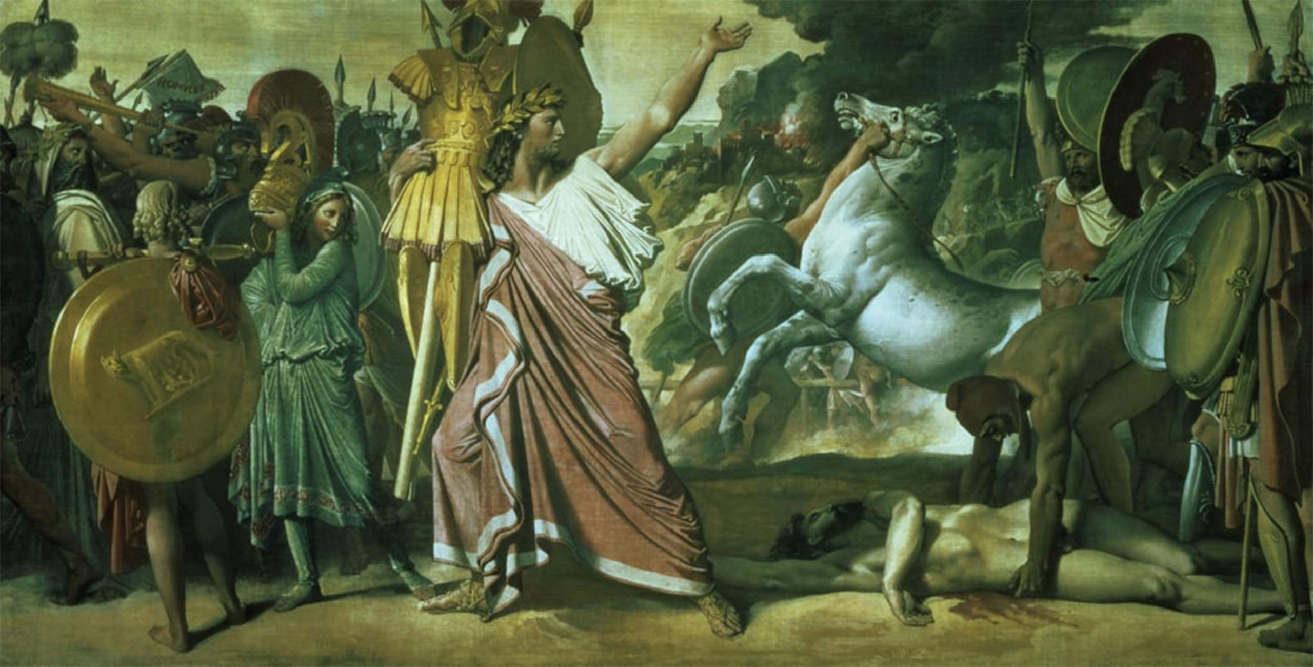 Serendipitp No Frame Abstract Painting Mural Print Picture Wall Decor Painting Romulus Conqueror Of Acron Taking His Booty To The Temple Of Jupiter By Jean Auguste Ingres For Home Decor 60X90cm
