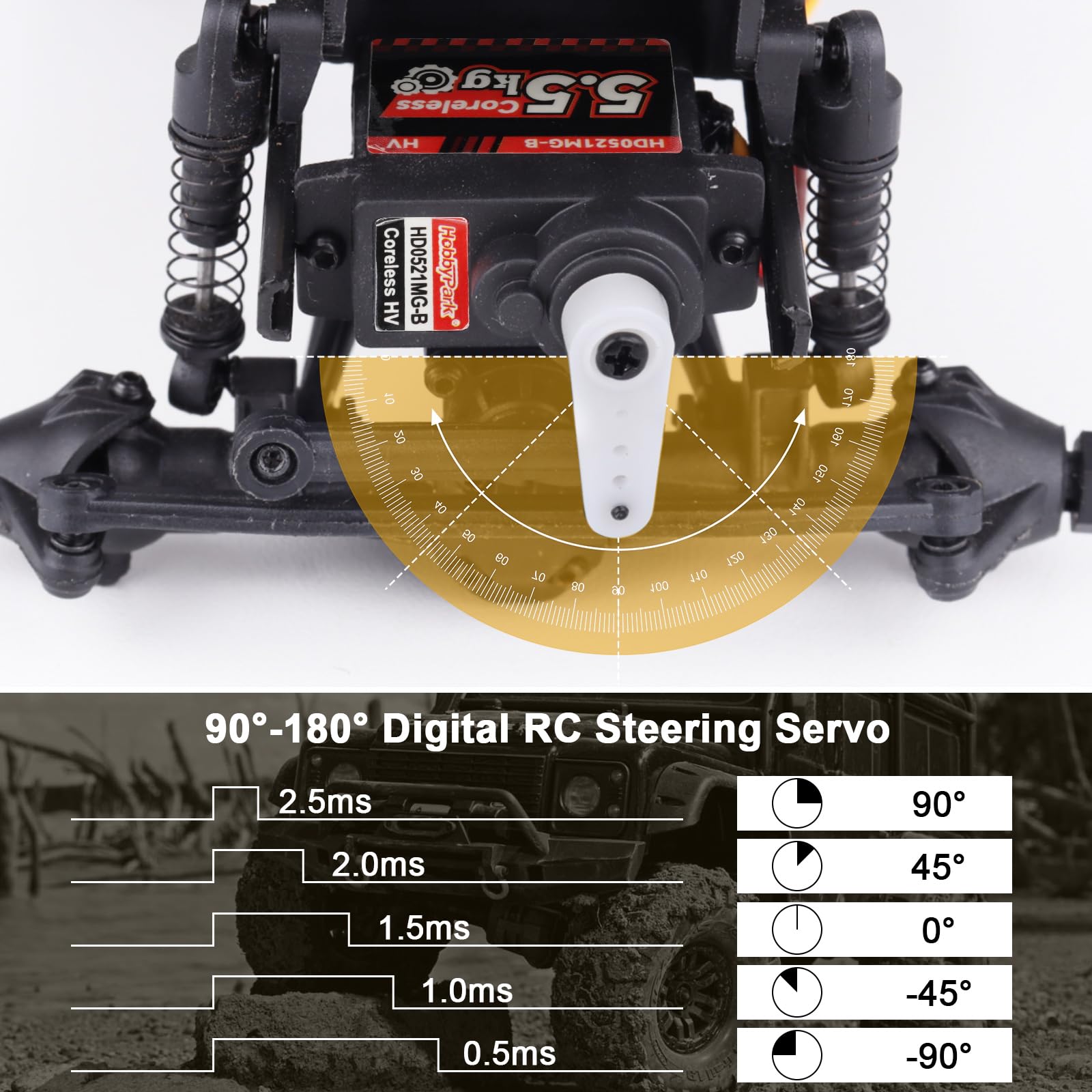 HobbyPark Mini servo 9G con motor sin núcleo de metal para aviones RC, planeador, robótica, proyectos Arduino, coches RC, 5,5 kg de alto par digital (4)