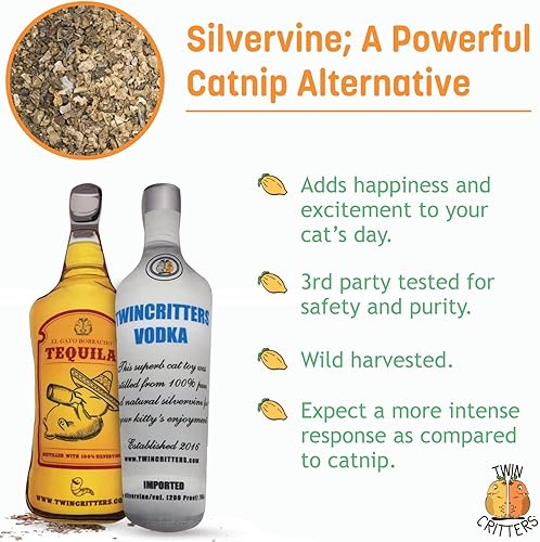 Miniatura 35 de KittiKrack Rock Organic Silvervine - Sustituto de hierba gatera para gatos y gatitos Gránulos de vid plateada cosechados salvajes totalmente