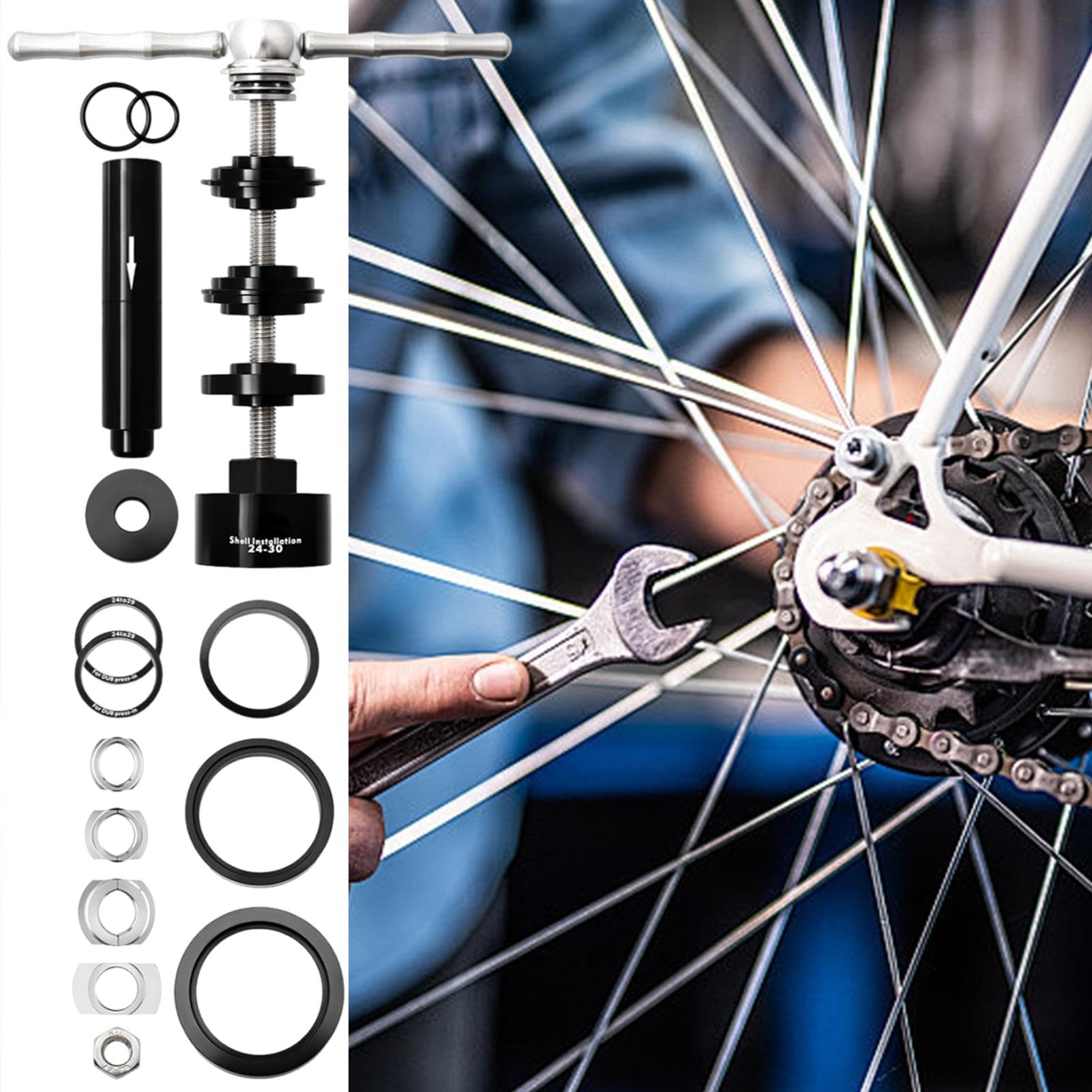 Generisch Fahrrad-Headset-Presswerkzeug, BB-Tretlager-Werkzeug - Mehrzweck | Lagerpresswerkzeug aus Aluminiumlegierung,Werkzeugsatz zum Entfernen des Innenlagers für BB86, BB30, BB91, BB92, PF30