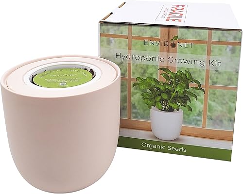 Miniatura 4 de Environet Kit de cultivo de hierbas hidropónicas, kit de iniciación de jardín de hierbas de cocina con riego automático con maceta de cerámica rosa