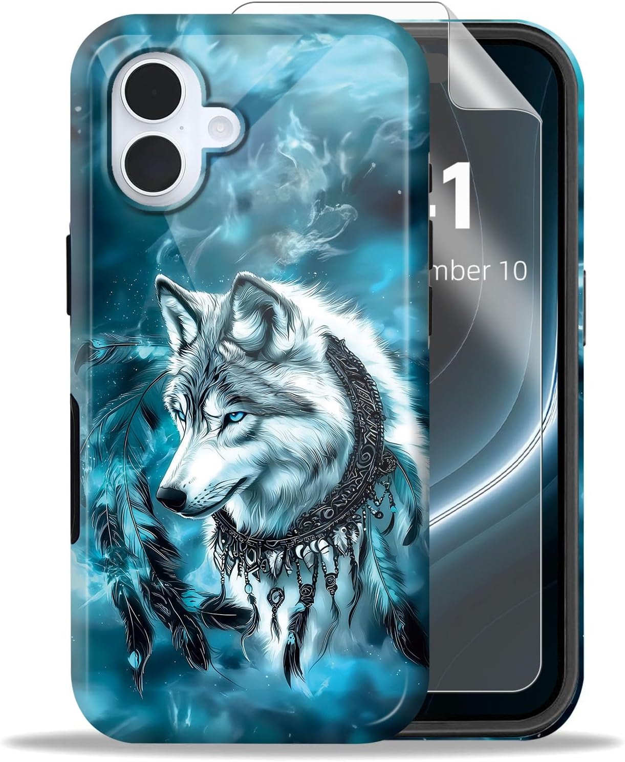 Hard Protective Cover for iPhone 17 Case with Dreamcather Wolf Art Design, Stylish Graphic Pattern with Smooth Finish, Anti-Scratch Lightweight Slim Shell for Men Women Teens