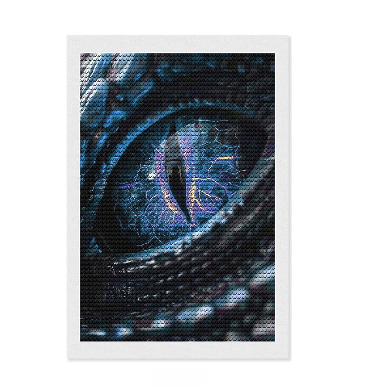 Junmoney Blue Dragon Eye DIY Diamond Art Canvas Kit 8"x12", Winter Craft, Wall Art Gift, Creative Hobby, Artistic Hobby, Modern Decor