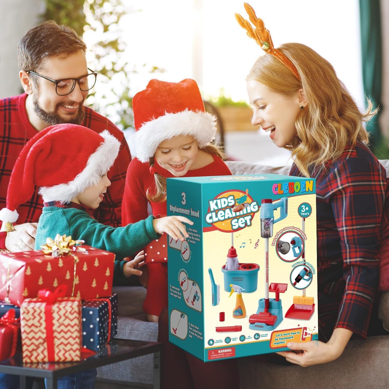 Kids Cleaning Toy Set for Toddlers with 3-in-1 Vacuum That Really Works, Mop & Broom Set & Pretend Play Household Cleaning Tools, Christmas Birthday Gift for Kids Toddlers Boys Girls Ages 3-5-8+