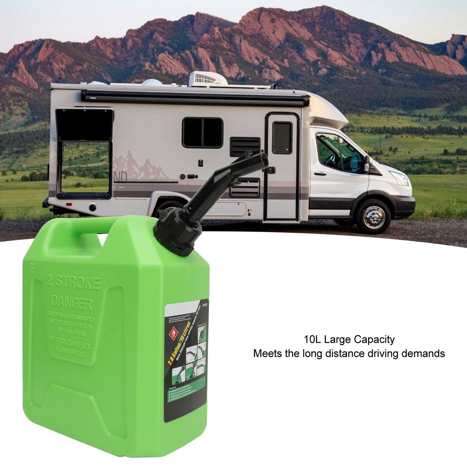 Tanica Carburante Di Riserva 5L Verde Con Staffa - Antiurto Per Auto, Moto, ATV - 5
