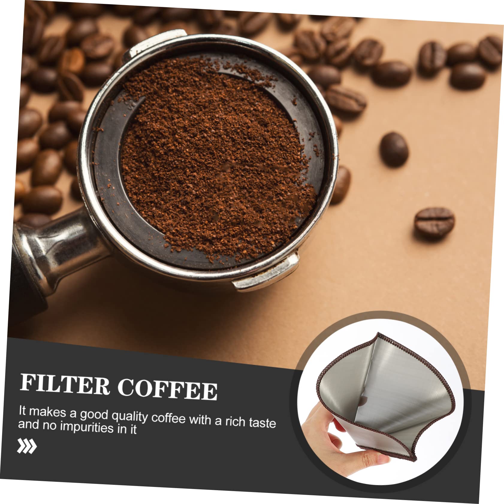 Uonlytech 2pcs Stainless Dripper Filter Cone Reusable Coffee Maker for Cups Easy to Clean for Home Brewing