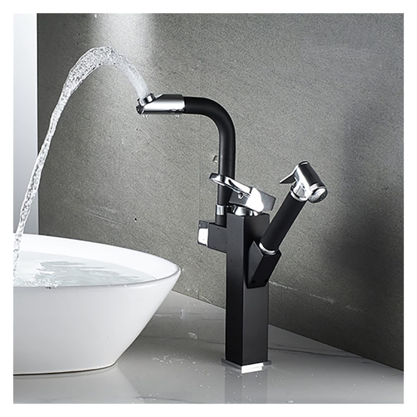 Robinet de lavabo noir de salle de bain avec mitigeur eau chaude froide