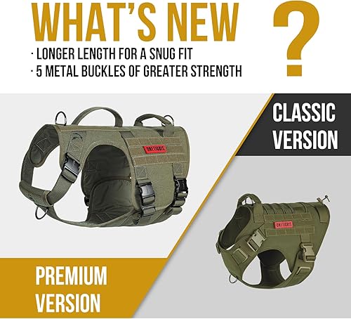 Miniatura 2 de OneTigris Arnés táctico para perro grande con hebilla de metal completo sin tirones, chaleco con paneles de gancho y bucle, ajustable militar, fácil
