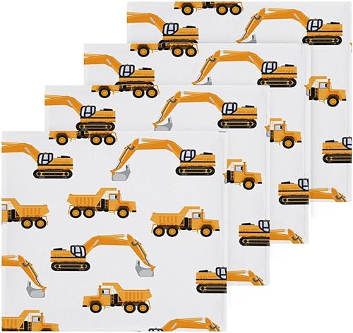 SUABO Toallas de baño de algodón suave para niños, excavadora de automóviles industriales y camiones en toalla blanca, juego de 2