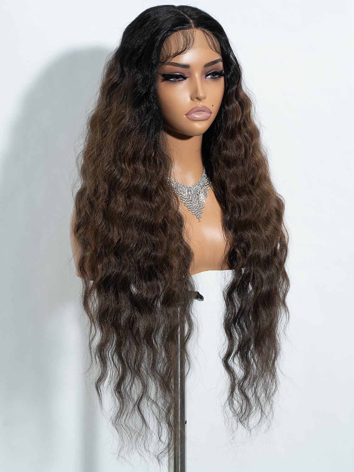 Joedir Lace Front Wig Long Wavy Wigs for Women 30 Inches Deep Part Cury Wave Wig Natural Looking Synthetic Heat Resistant Fiber Wig for Daily Party Use Brown - Image 3