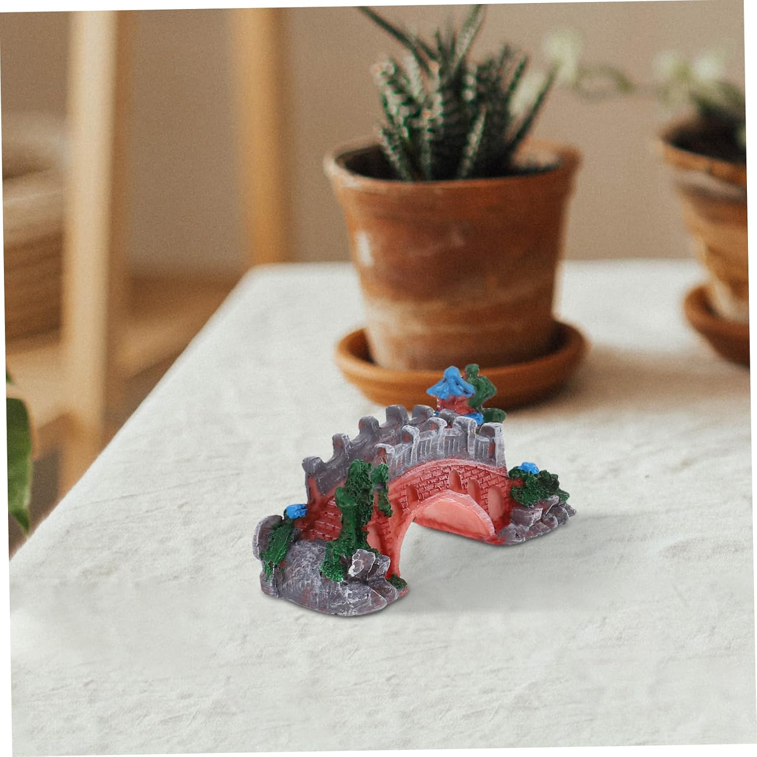 Vintage Resin Miniature Garden Bridge Set 2 Pcs for Terrariums