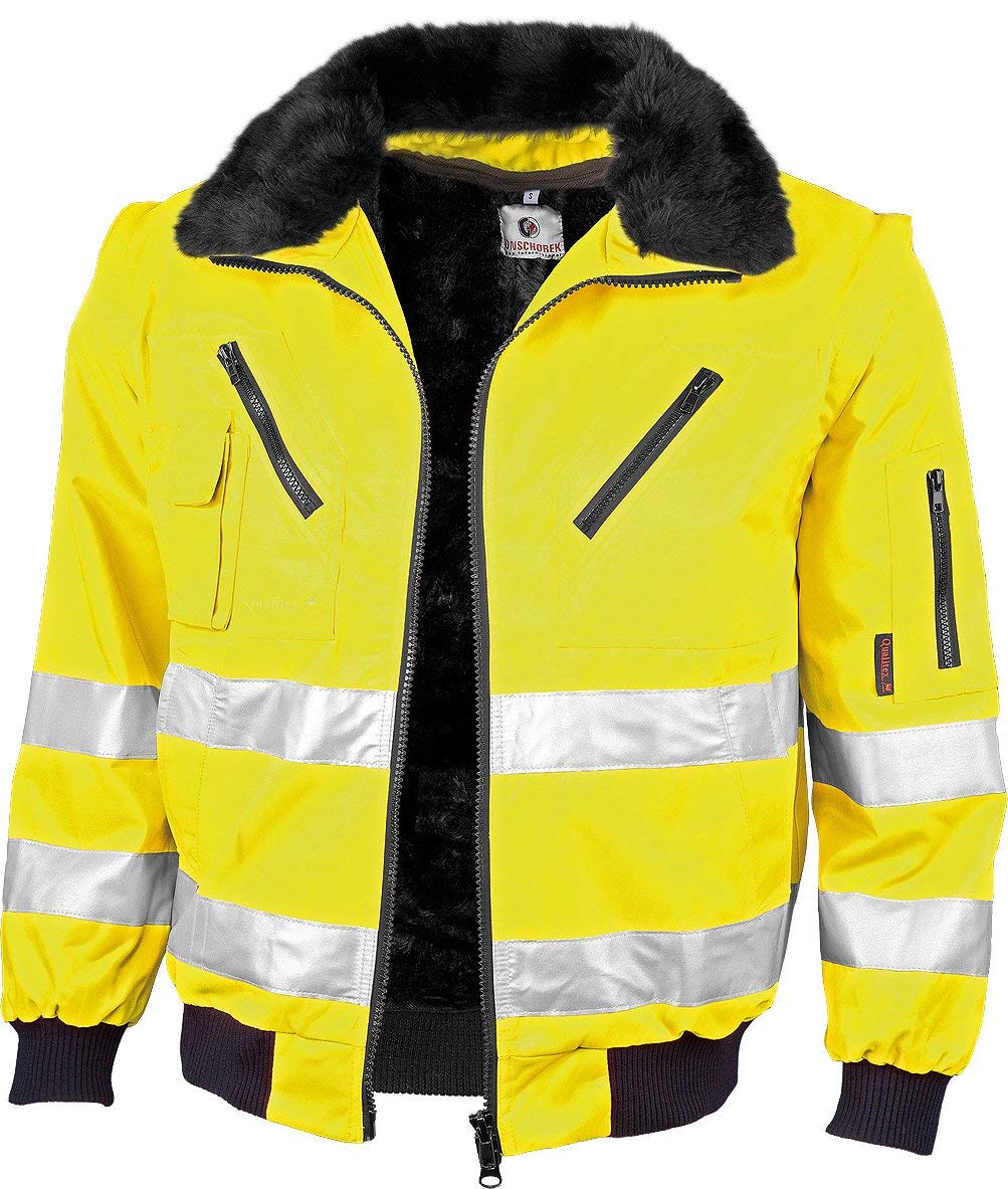 Gonschorek Qualitex Warnschutz Blouson de Pilote Jaune ou Orange - Jaune D'Avertissement, M