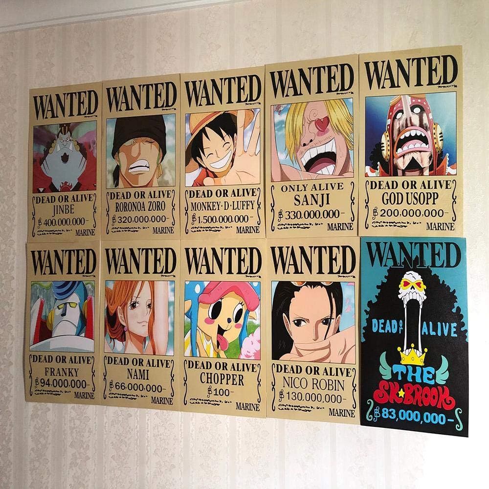Ffnnkn One Piece Wanted Posters New Edition Luffy 1 5 Billion Anime Nami Sanji Roronoa Zoro Decorative Poster Set Of 10pcs 42 29cm Amazon Ca Home