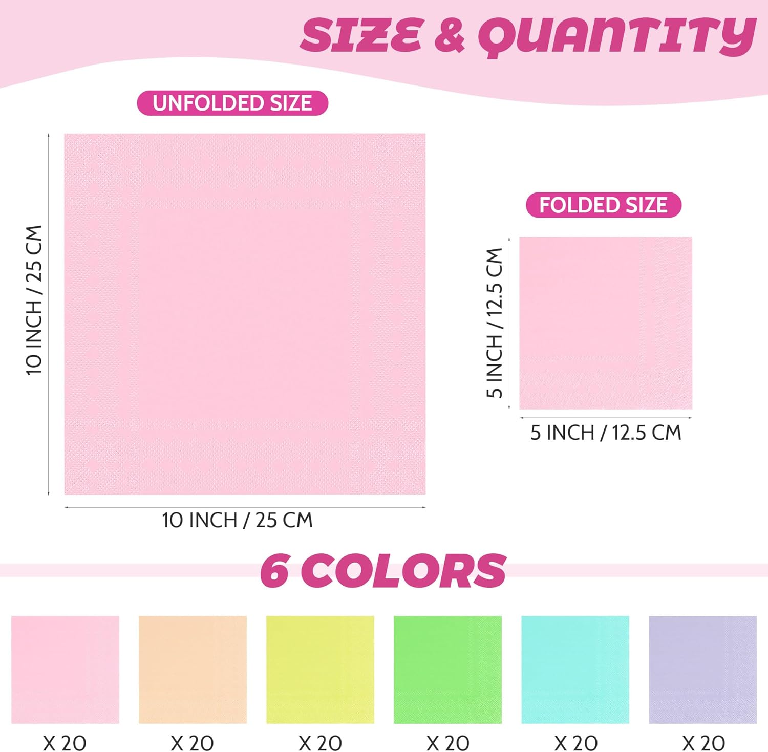 Resinta 120 Pieces Cocktail Napkin Pastel Rainbow Paper Napkins Beverage Luncheon Paper Napkins 2 Ply for Party Favors, 6 Colors - Image 2