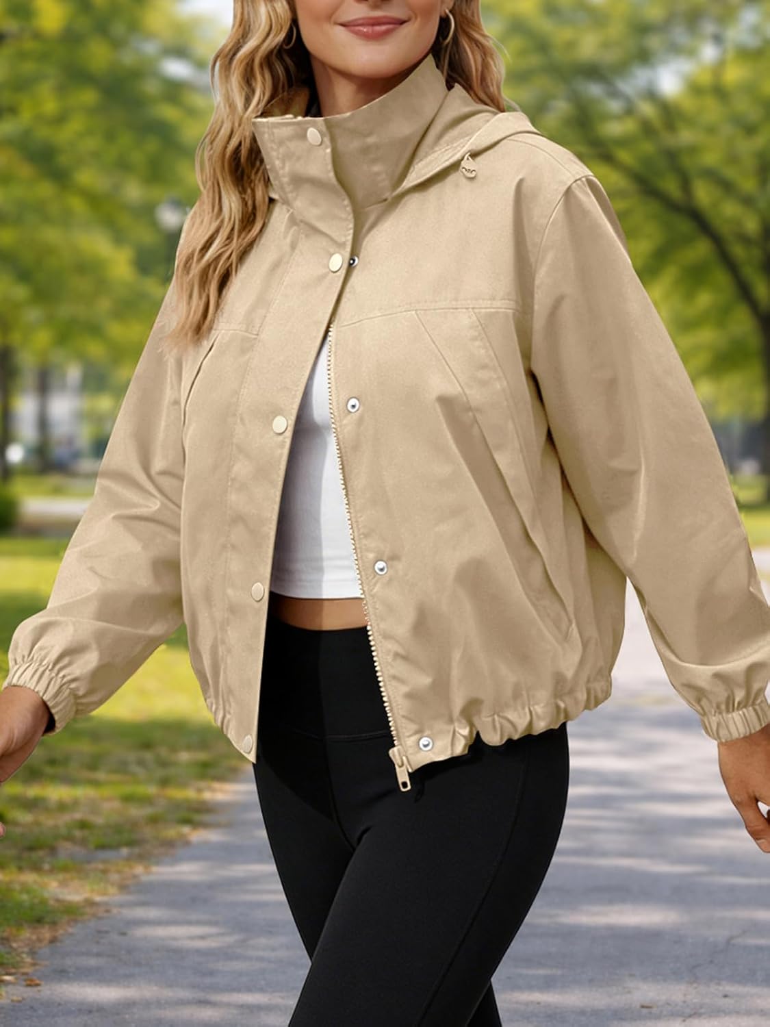 Yousify Womens Lightweight Jacket Windbreaker Hooded Athletic Sun Protection Outerwear Hiking Jackets Spring Coats