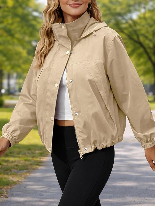 Yousify Womens Lightweight Jacket Windbreaker Hooded Athletic Sun Protection Outerwear Hiking Jackets Spring Coats Khaki by Yousify - Used condition - Image 6