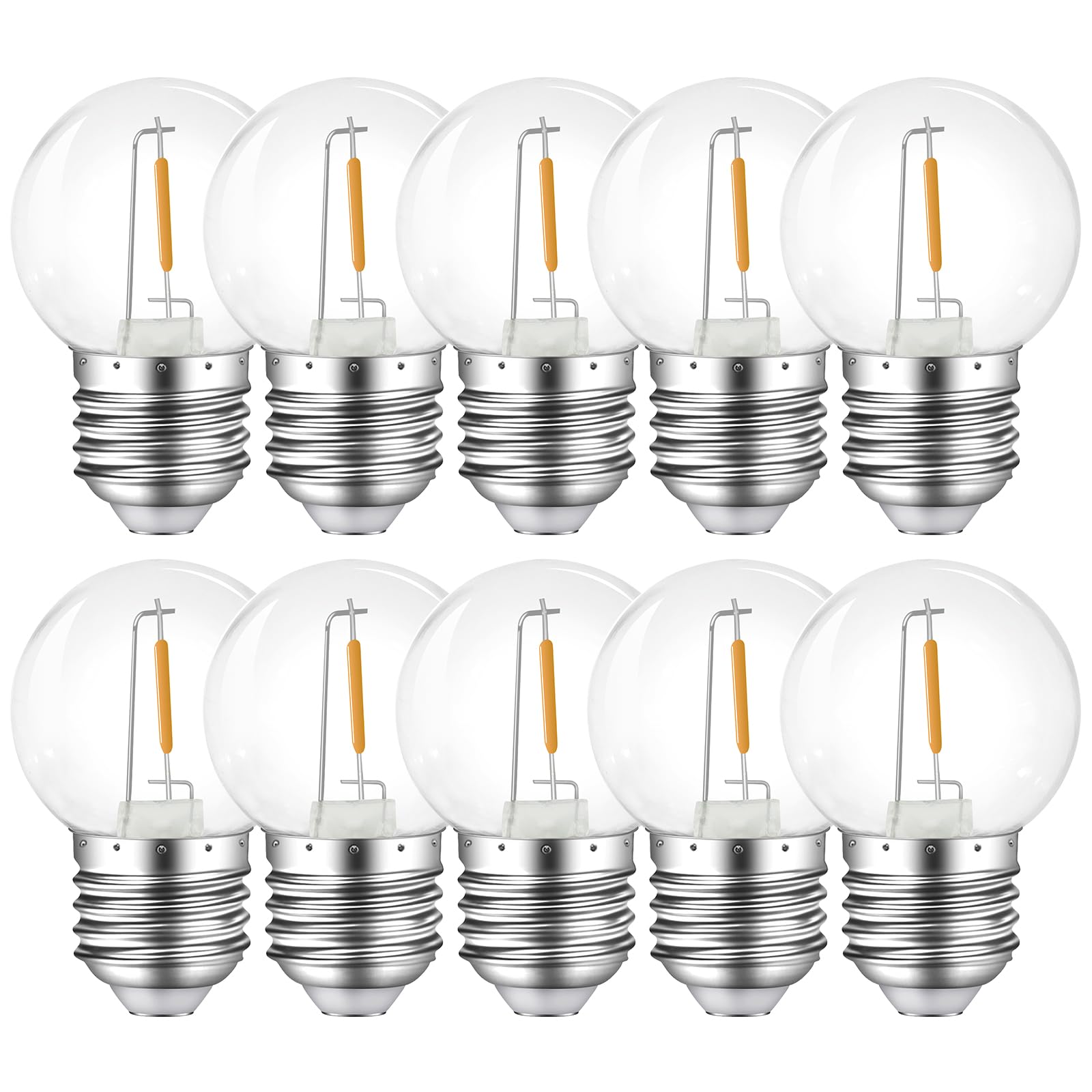 MZYOYO E27 LED 1W Glühbirnen,E27 G45 LED,Warmweiß 2700K,E27 Led Birne 230V Dekorative Leuchtmittel für Partybeleuchtung Lichterketten,Klar,Kunststoff,10er Pack