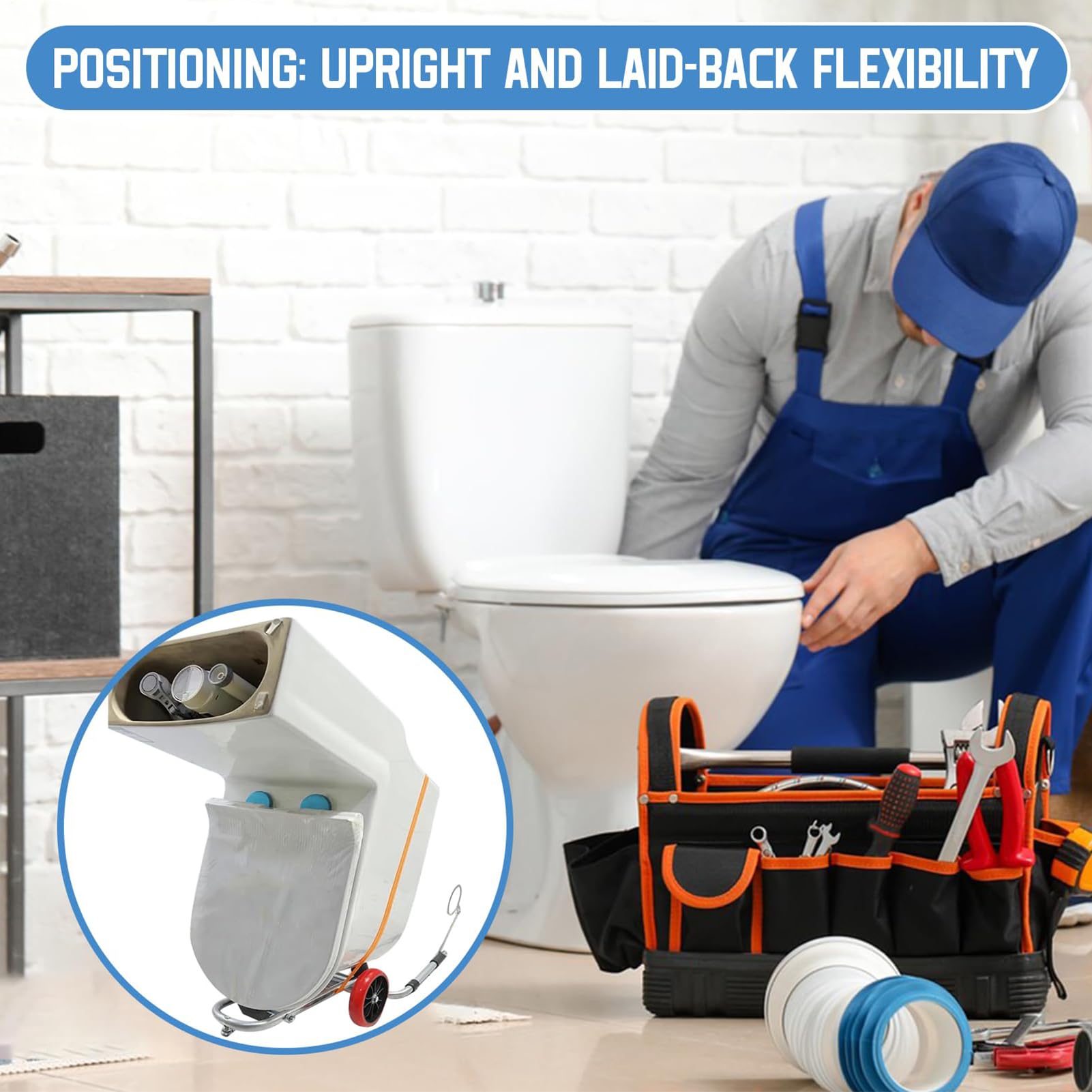 Cric portatile per WC – Cric pieghevole per la rimozione del WC | Strumento di supporto resistente per idraulici | Solleva e posiziona facilmente i servizi igienici, ideale per riparare e installare
