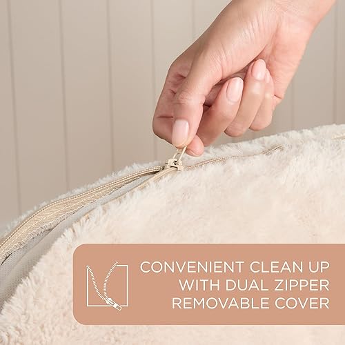 Miniatura 12 de Town & Country Everyday CuddleTown - Cama cómoda y acogedora de lino sintético para mascotas, con apoyo y calma, parte inferior antideslizante,