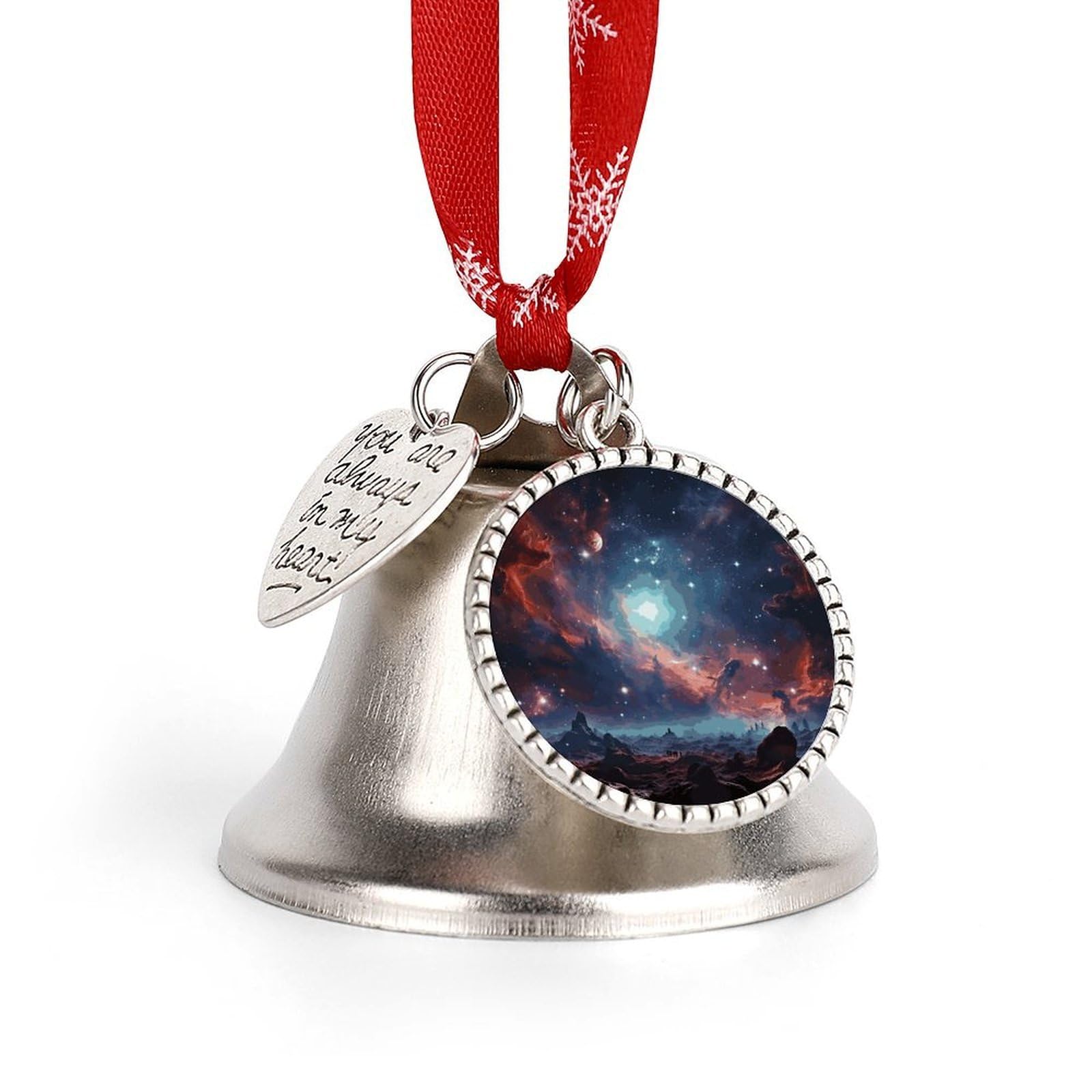 Space with Cluster Christmas Bell Small and Compact Christmas Jingle Bell Ornament Christmas Tree Hanging Best Wishes Bells Pendant Party Festival Decor