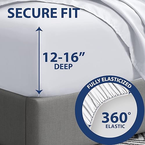 Miniatura 5 de Home Basics - Juego de sábanas de microfibra cepillada ultra suave de 6 piezas de 90 GSM, hipoalergénicas, tamaño California King, color blanco