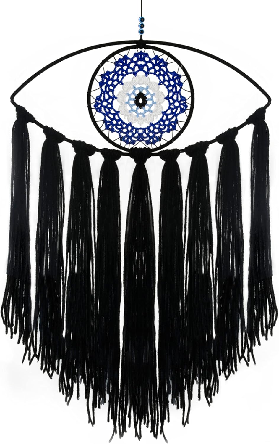 Holmgren Evil Eye Dream Catcher - Black Dream Catchers for Bedroom, Evil Eye Wall Hanging for Witch Dark Decor, Gothic Wall Decorations, Ornament Craft Gift(Black)