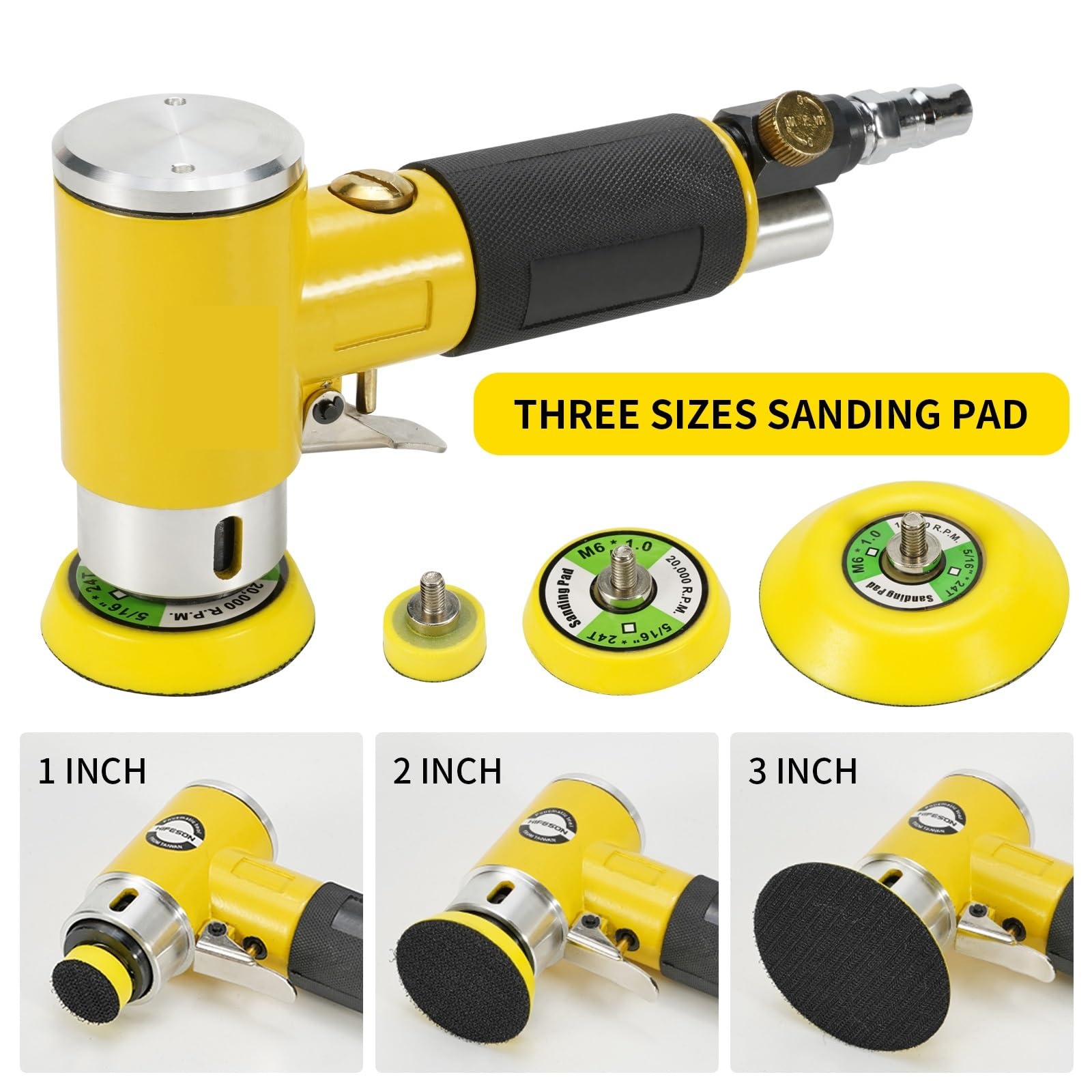 Orbit Air Sander Mini Pneumatyczny 1"/2"/3" Zestaw Szlifierek Do Polerowania Samochodów Polerka Pneumatyczna o Wysokiej Prędkości na różnych powierzchniach(Single-1 chassis)