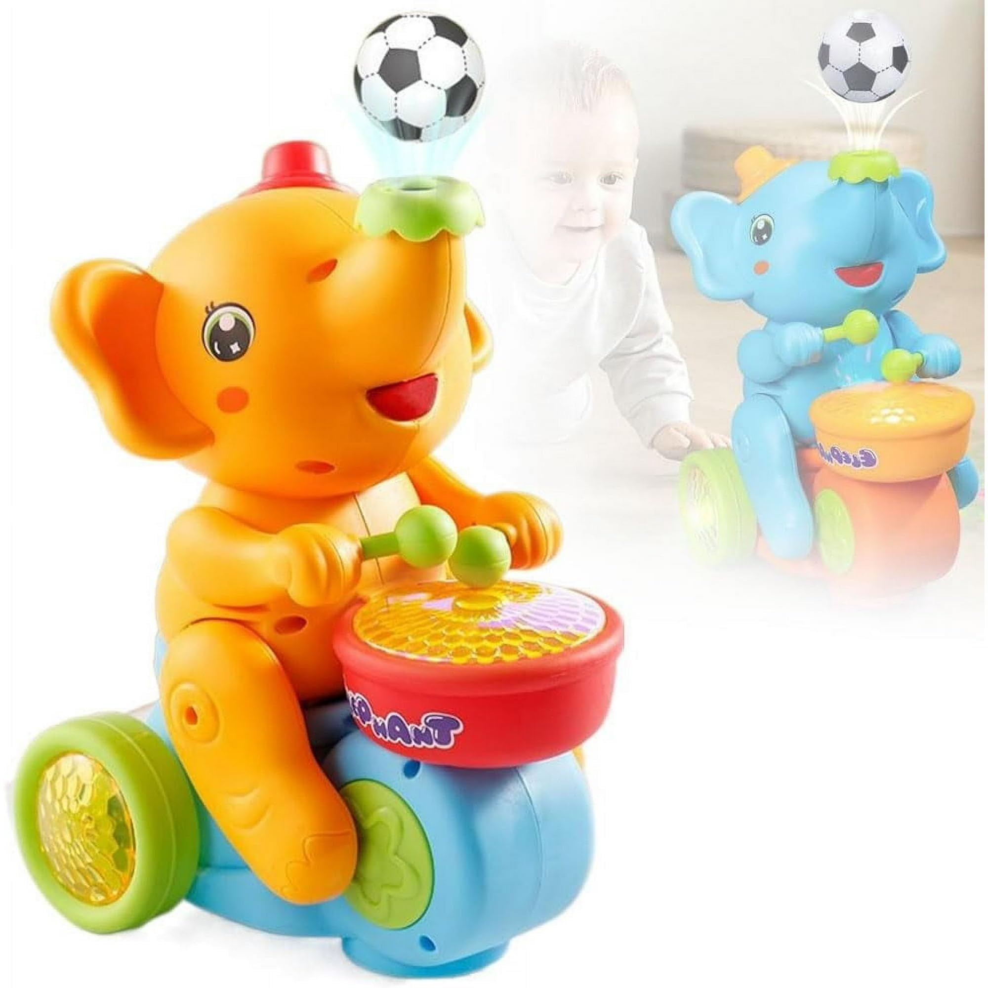 ARLYPET Elephant Light Up Sensory Toy with Music, Blowing Ball and Drumming, Fun Educational Toy for Kids, Autism Sensory Birthday Gifts for Autistic Kids Boy Girl 3 4 5-7 8-12 Years Old