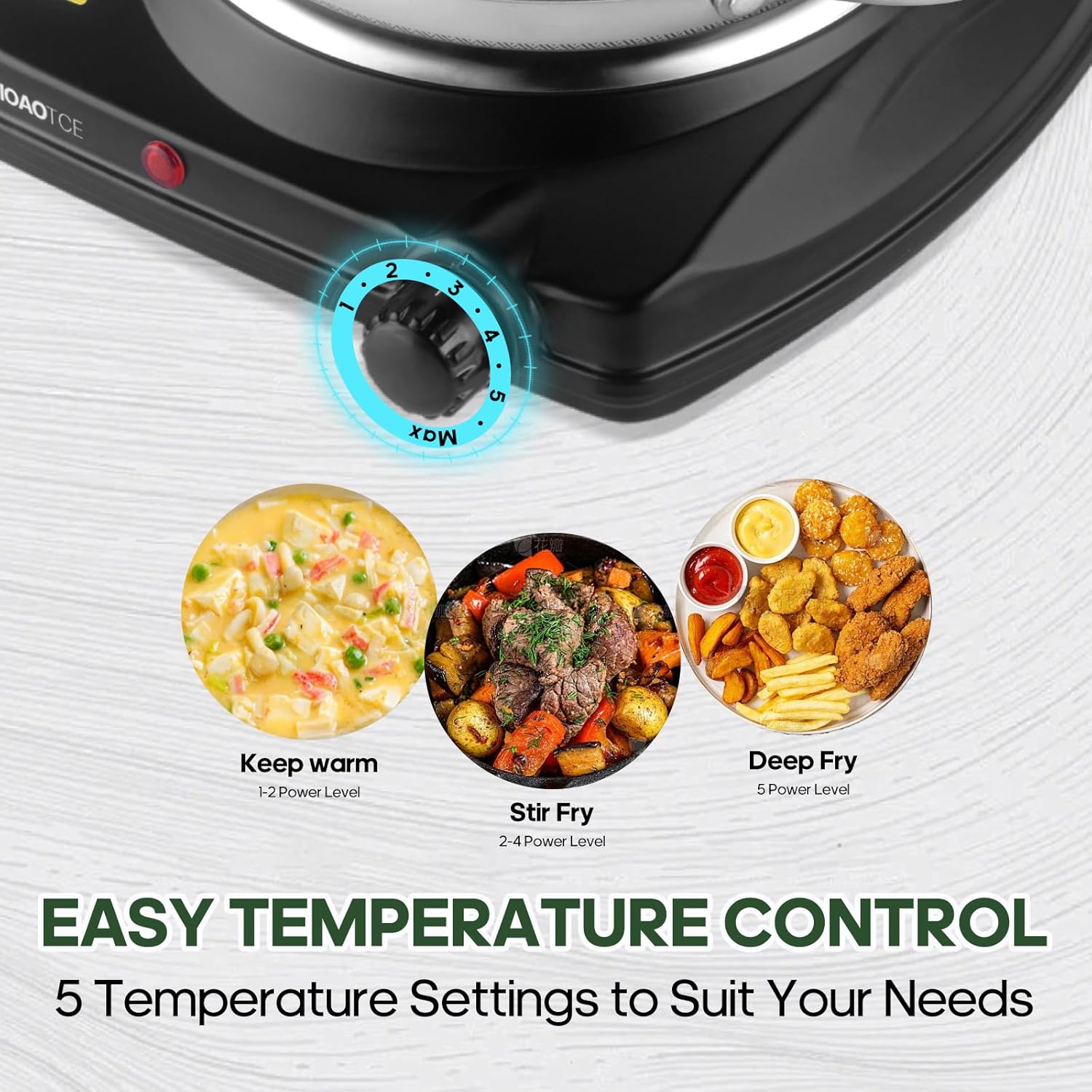 Single Burner Hot Plate Electric, 1000 Watts Electric Burner with 5.5" Coiled Element, Adjustable Temperature, for Dorm, Office, Home, Camp, Compatible for All Cookwares