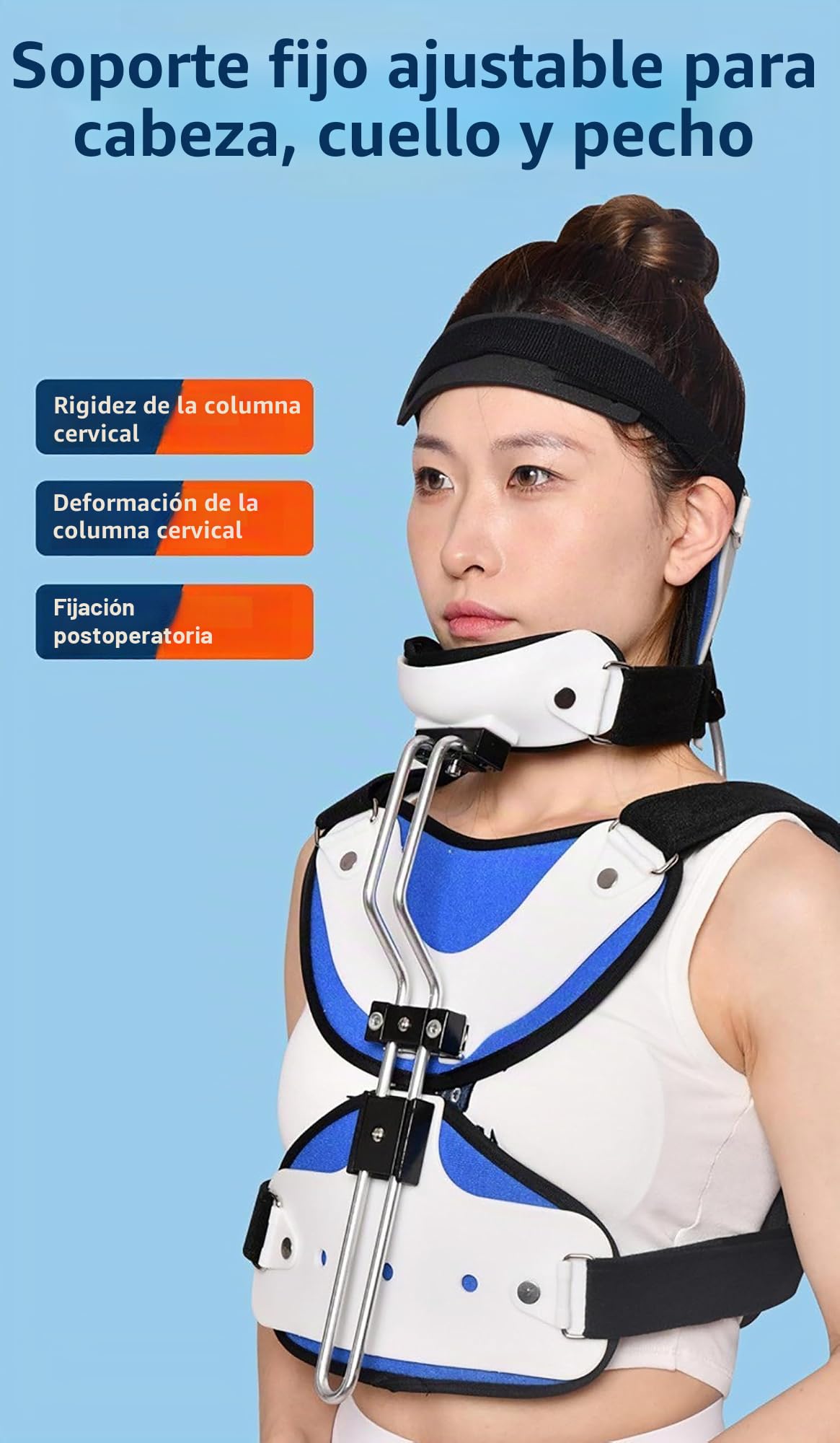 Corrector de Postura Ajustable Pecho y Espalda, fijación de fracturas y rehabilitación de vértebras cervicales, Soporte Cervical torácico con halo, para Diferentes Alturas