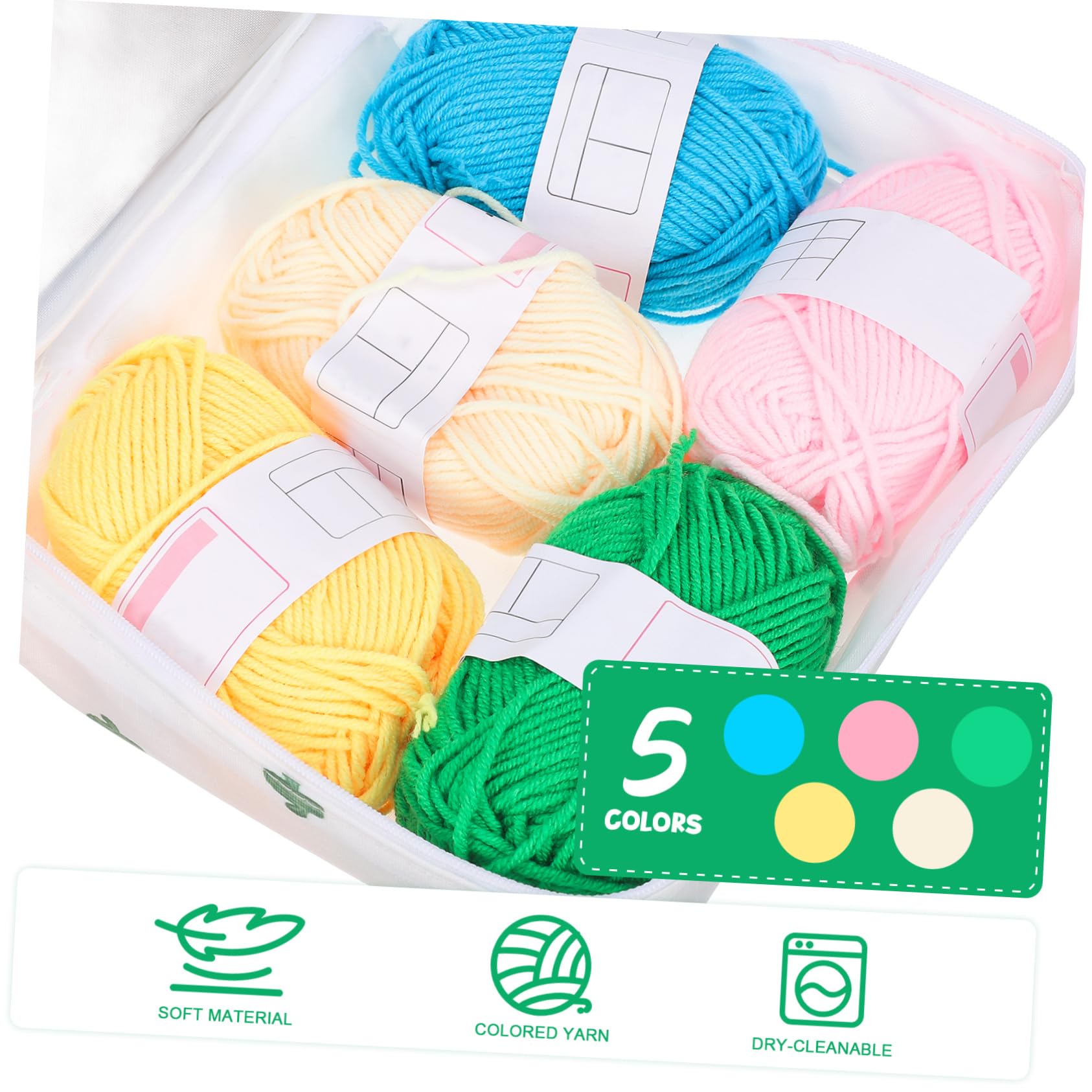 Kit de Crochet para Principiantes Adultos, 1 Juego de Herramientas | Bolsa de Transporte, Hilo y Accesorios de Plástico, Medición Incluida, para Manualidades Portátiles