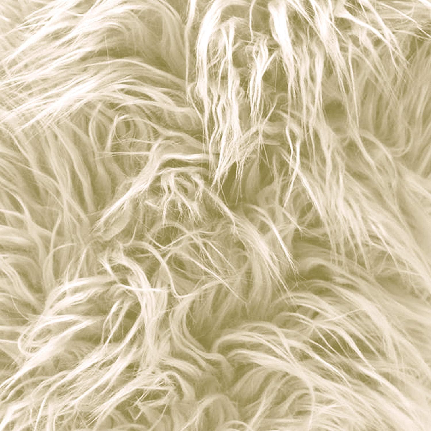 Faux/Fake Fur Mongolian Fabric Sold by The Yard (Beige)