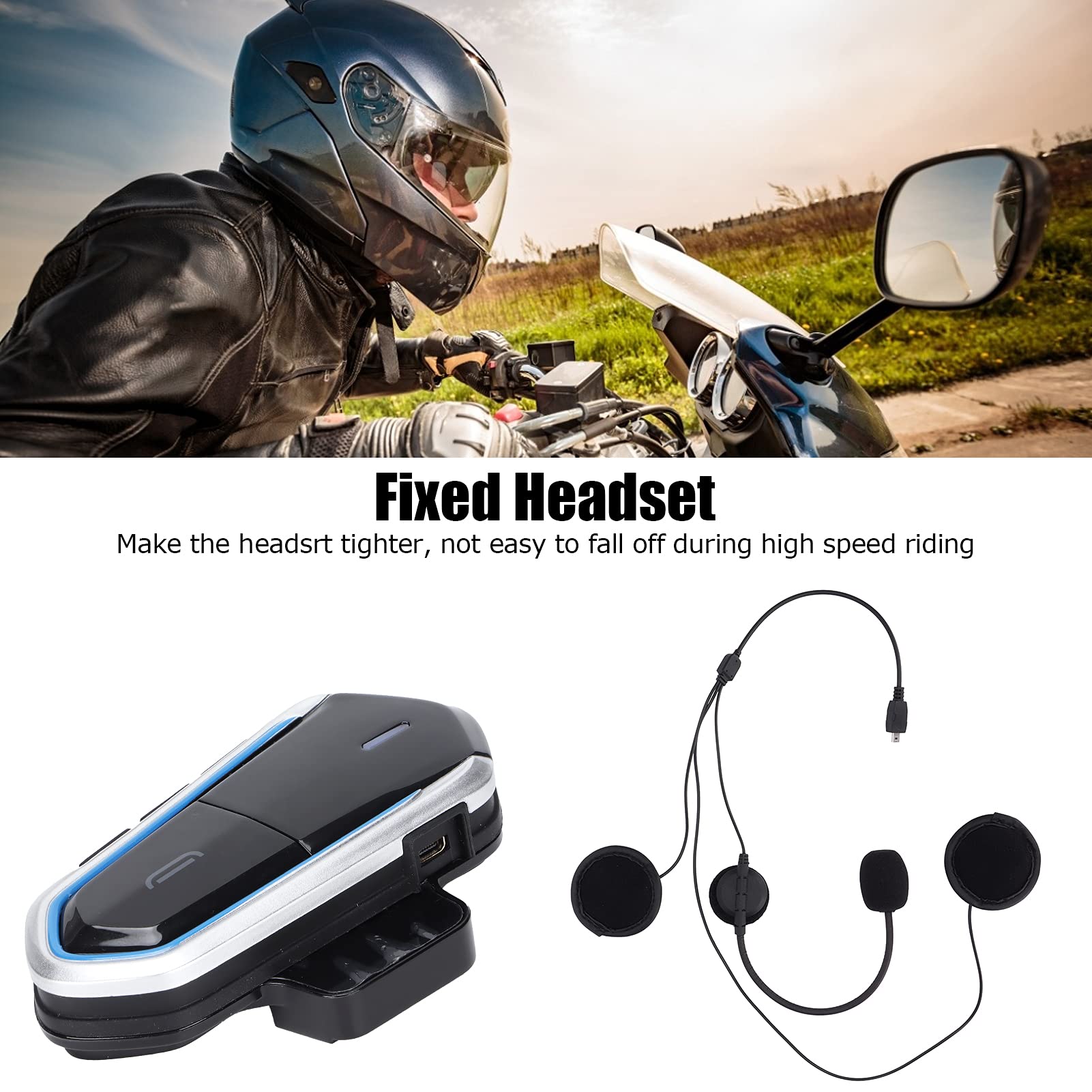 Jectse Auricolare per Moto, Auricolare per Casco da Moto, Auricolare per Casco da Moto Ultra Sottile con Microfono, per Vivavoce/Musica per Lo Sport in Moto