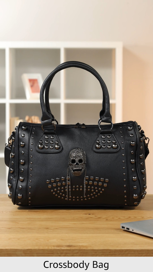 Women Skull Handbag Tote Purse Large Capacity Gothic Shoulder Bag