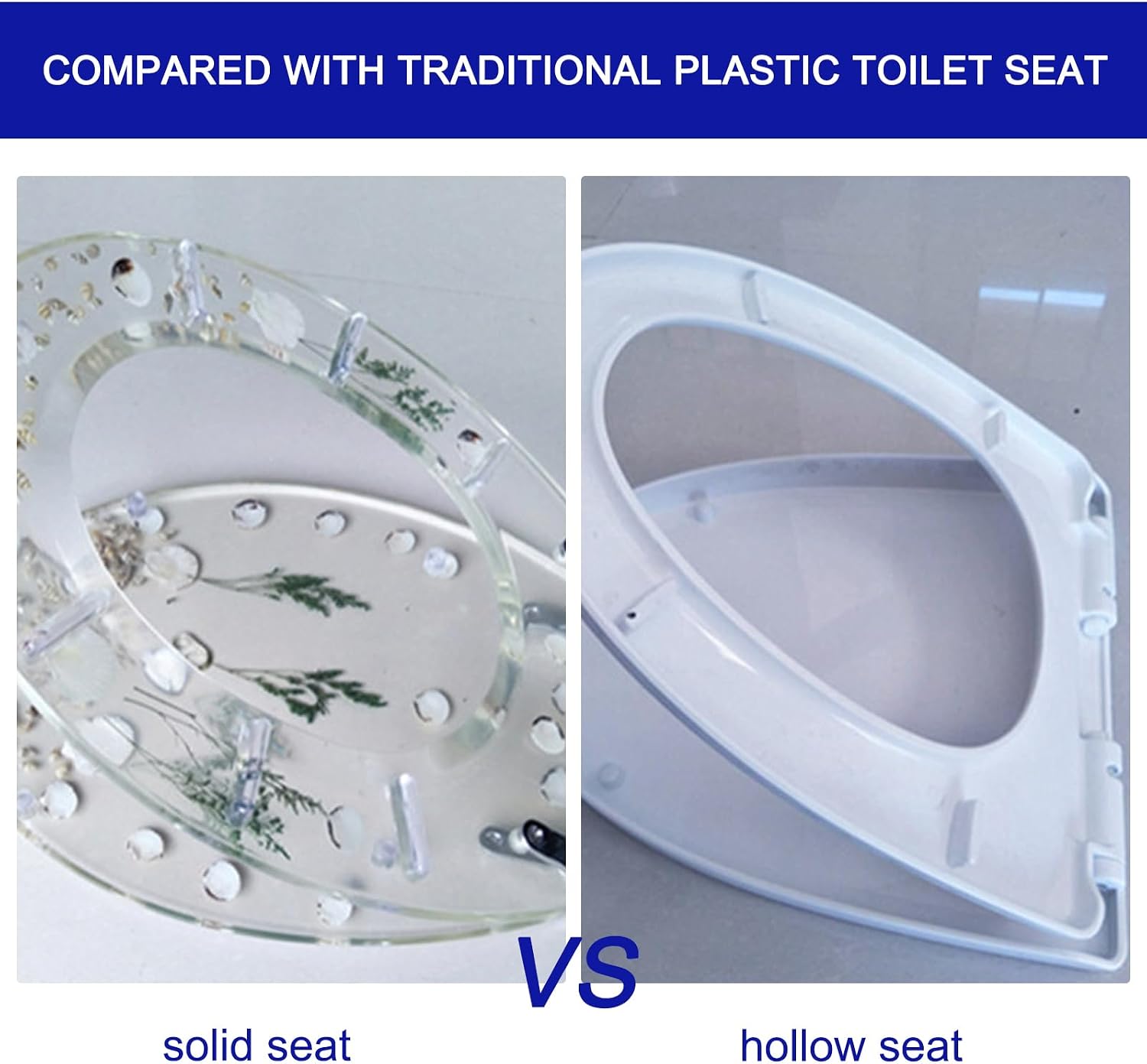 Toilet seat soft close toilet seat Heavy Duty Toilet Seats with Clear Cover Acrylic Seats, Resin Toilet Seat Round, Easy to Install Also Easy to Clean, Toilet Seat Slow Close with Chrome Hinges, for U