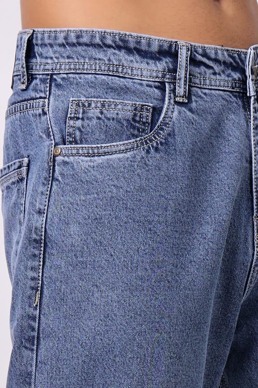 Image of London Hills Men's Relaxed Fit Baggy Jeans | Streetwear Style Loose Denim Pants for Casual Wear | Comfortable Cotton Blend Jeans with Trendy Wide Leg Fit
