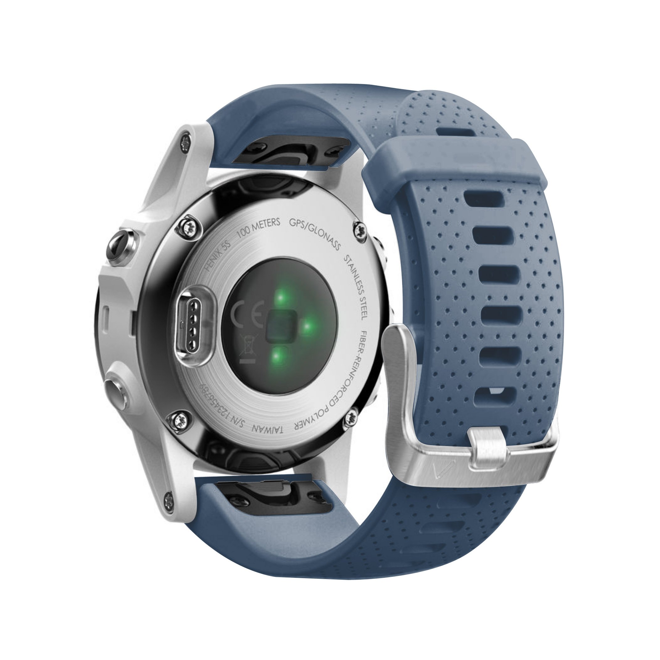 NotoCity Compatible Fenix 5S/6S/7S/8 43mm Watch Band - Quickfit Soft Silicone Replacement Strap (Silver Buckle-Slate)