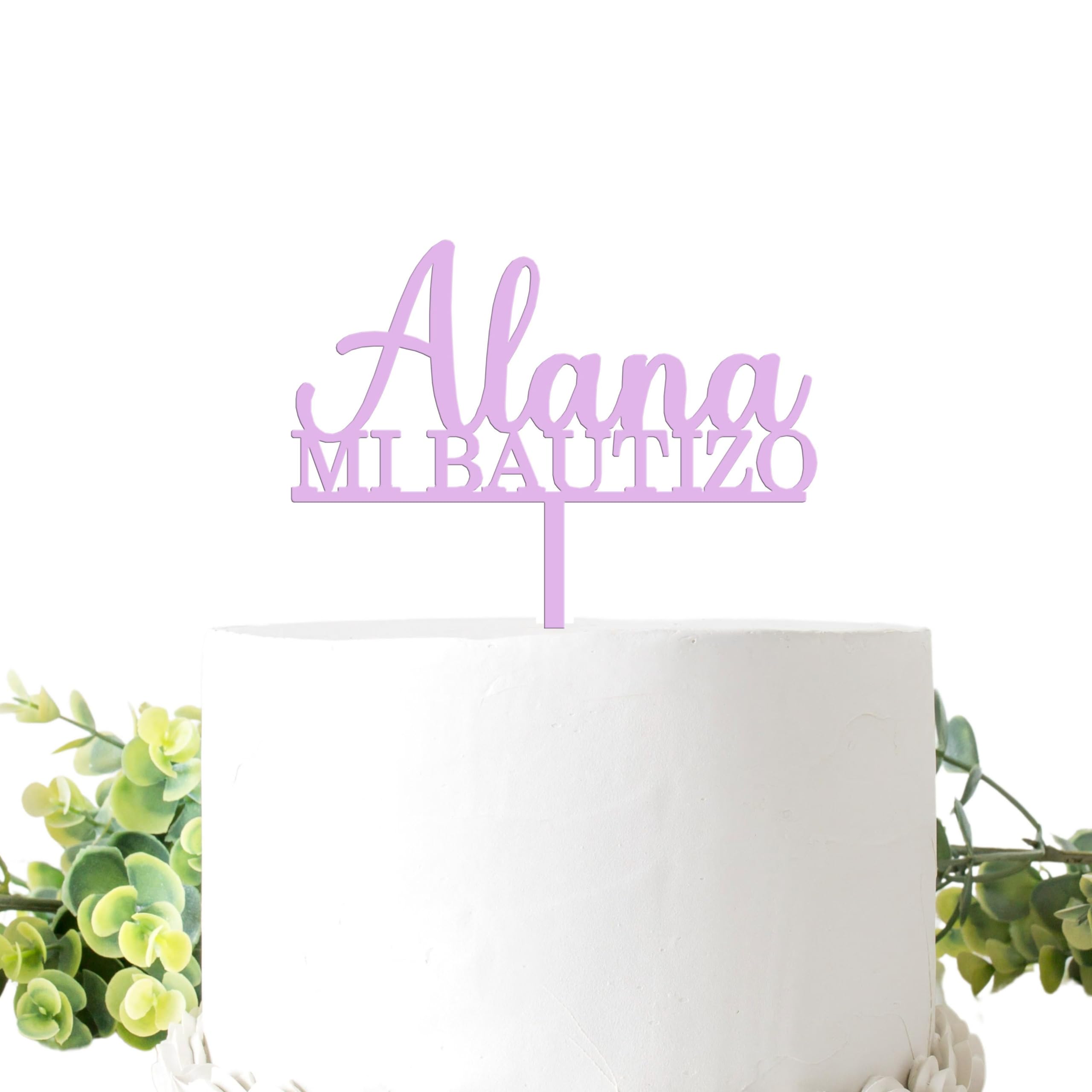 ADOREI - Adorto de Tarta Cake Topper Decoración de tarta, Personaliza tu tarta con tu nombre en cada evento para bautizo, cumpleaños y comunión, confirmación, Adorno de tarta de madera MDF o acrílico
