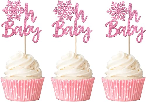 Miniatura 8 de Rsstarxi 1 paquete de copo de nieve para pastel de cumpleaños con purpurina con temática de copo de nieve para pastel de cumpleaños para invierno,